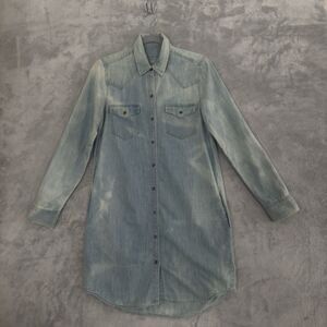 Gap 1969 Denim Shirt Dress Womens S Blue Button Up Collared Y2K Classic